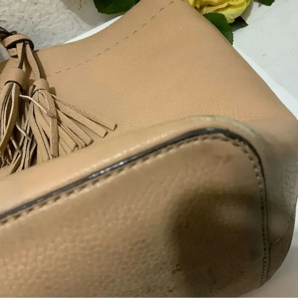Tory Burch Mcgraw pebbled leather tote bag/purse in pale rose